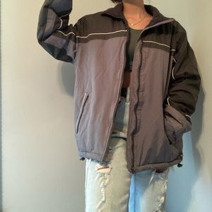 Gray Puffy Snowboard Two Tone Winter Coat